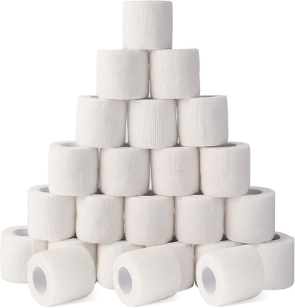 24 Pack Self Adhesive Bandage Wrap 2 Inch, White Medical Tape Elastic Cohesive Bandage Rolls Self