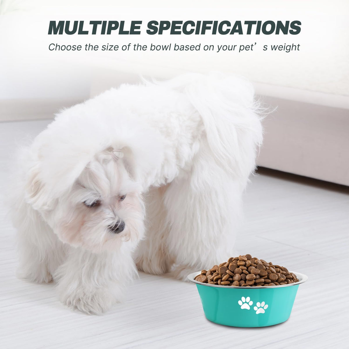 Stainless Steel Dog Bowls, Nonslip Rubber Bottom No Spill Proof Skid Metal Insulated Dog Bowls for