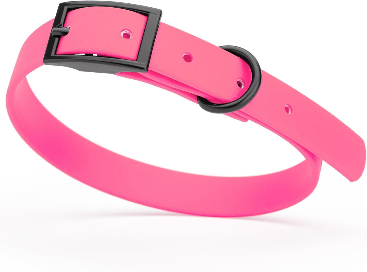 Dogline Biothane Waterproof Dog Collar Strong Coated Nylon Webbing with Black Hardware Odor- Proof