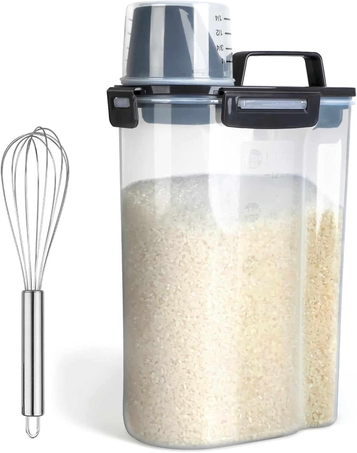 Rice Airtight Dry Food Storage Containers, BPA Free Plastic Storage Bin Dispenser with Pourable