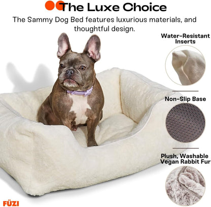 FUZI Luxury Aesthetic Dog Bed for Large Dogs with Washable Cover, Pet Couch, Pet Bed with Sides