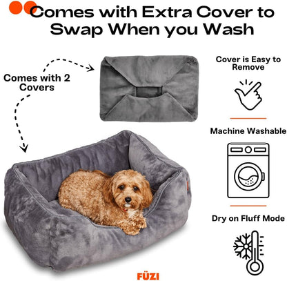 FUZI Luxury Aesthetic Dog Bed with Extra Cover for Small Dogs, Washable Pet Couch, Pet Bed with