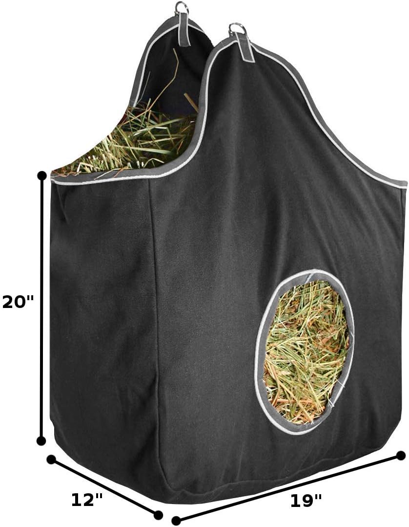 Derby Originals Large 24 OZ Canvas Horse Hay Bag 2 Sided Combo Design X Wide Gusset and 6 Month