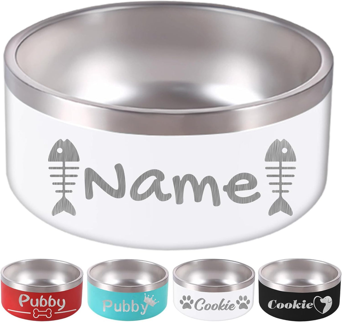 18OZ Personalized Dog Bowl Laser Engraved Custom Pet Name 18/32/42/64 oz No Slip Stainless Steel