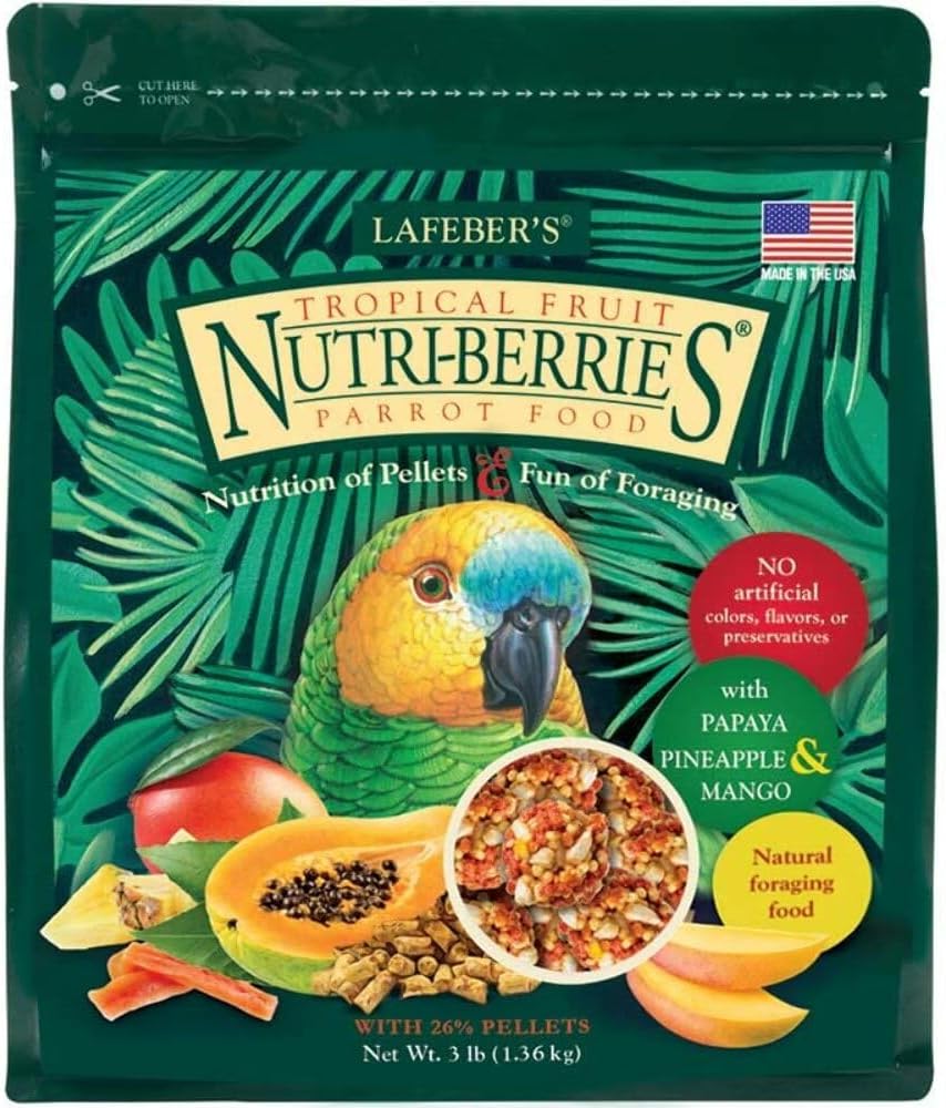 LAFEBER'S Tropical Fruit Nutri-Berries Pet Bird Food, Made with Non-GMO and Human-Grade