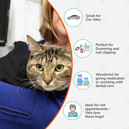 Cozy Comfort Carrier - X-Large Charcoal Grey Cat Carrier Bag, Soft Cat Carrier and Cat Wrap for