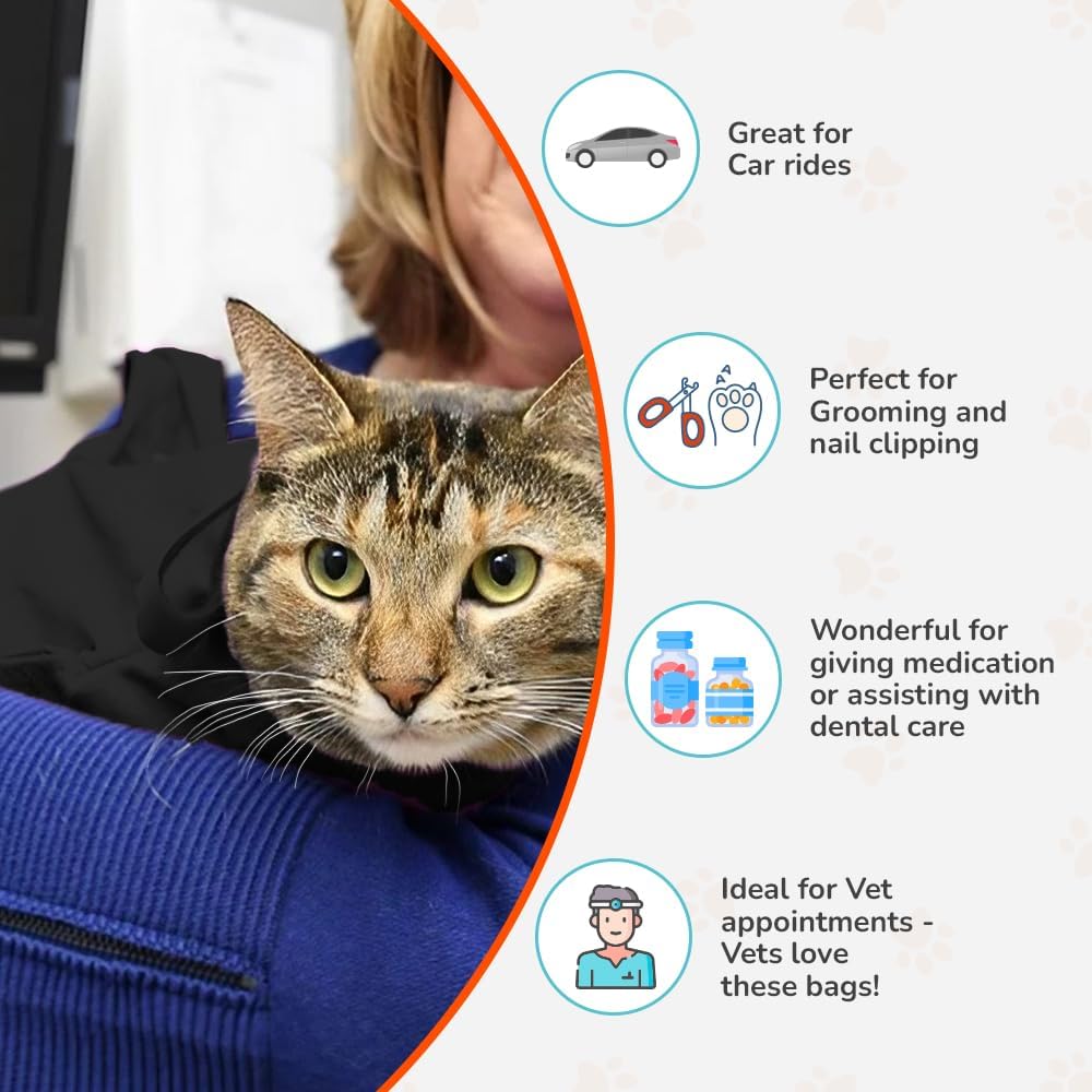 Cozy Comfort Carrier - Small Charcoal Grey Cat Carrier Bag, Soft Cat Carrier and Cat Wrap for Nail