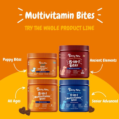 Zesty Paws Dog Multivitamin, Chewable Dog Vitamins and Supplements for Hip & Joints, Skin & Coat
