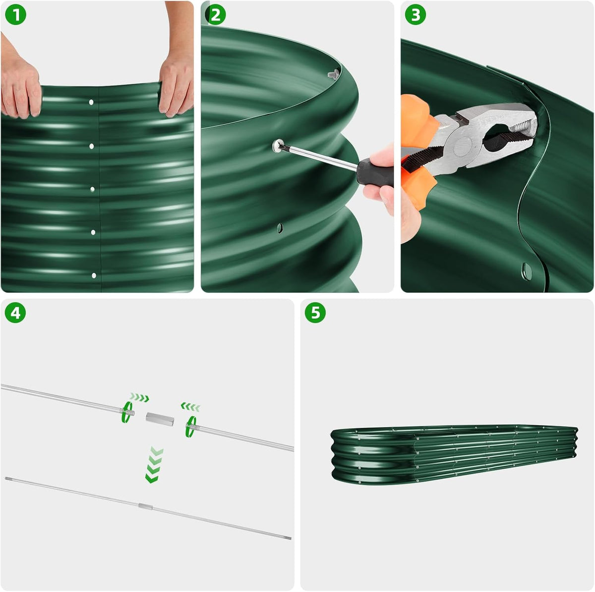 Land Guard 8×2×1ft Galvanized Raised Garden Bed Kit, 108 Gallon Capacity Raised Garden Boxes