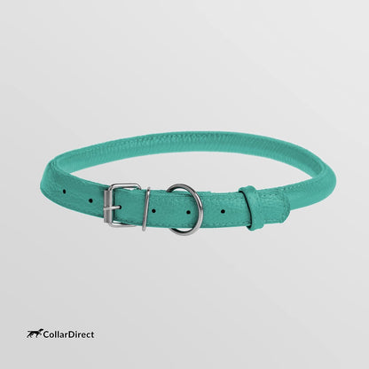 CollarDirect Rolled Leather Dog Collar, Soft Padded Round Puppy Collar, Handmade Genuine Leather