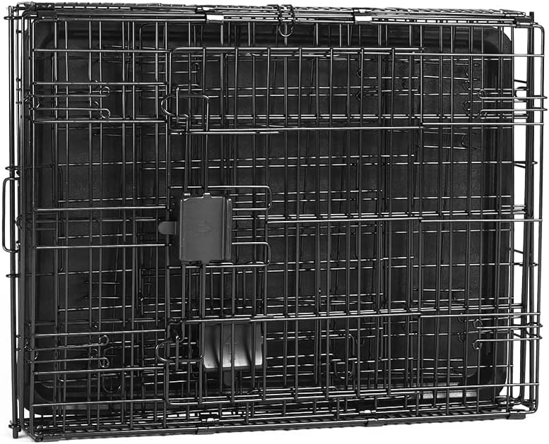 Amazon Basics Durable,Foldable Metal Wire Dog Crate with Tray, Double Door, Divider, 24 x 18 x 20