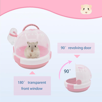 Hamster Carrier Cage Portable Cages Small Animals Carry Travel Case with Water Bottle Plastic