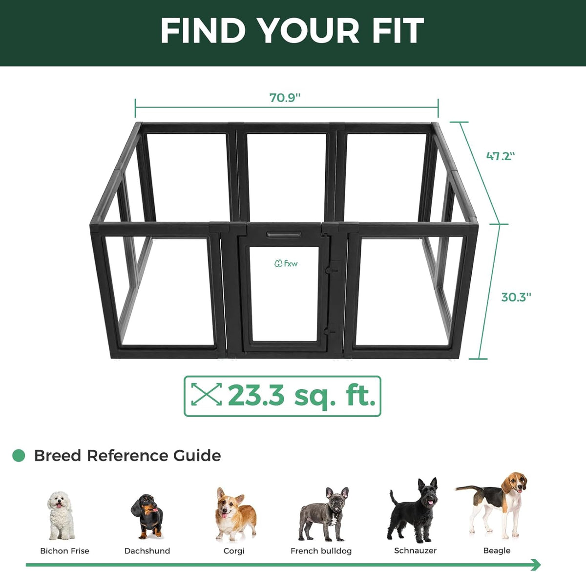 FXW AuraSpace Acrylic Indoor Unleashed Dog Playpen for Small and Medium Dogs, 30 Inch, 10 Panels