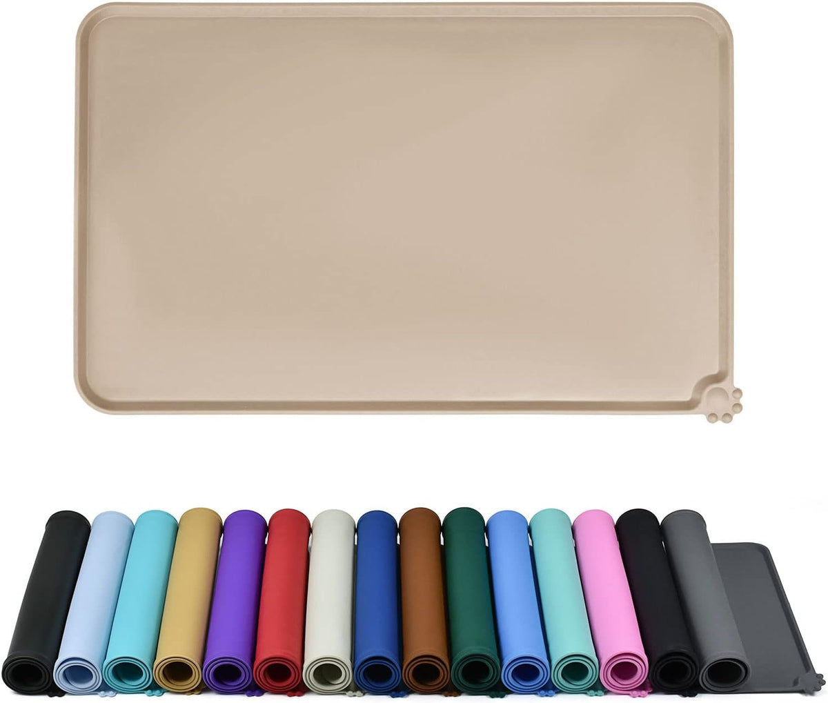 Waterproof Pet Feeding Mat with High Raised Edges, Heavier and Thicker Placemats for Cat Dog Water