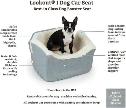 Snoozer Dog Car Seat: Lookout I Booster Seat for Small Dogs (5-15 lbs), Denim Diamond Fabric