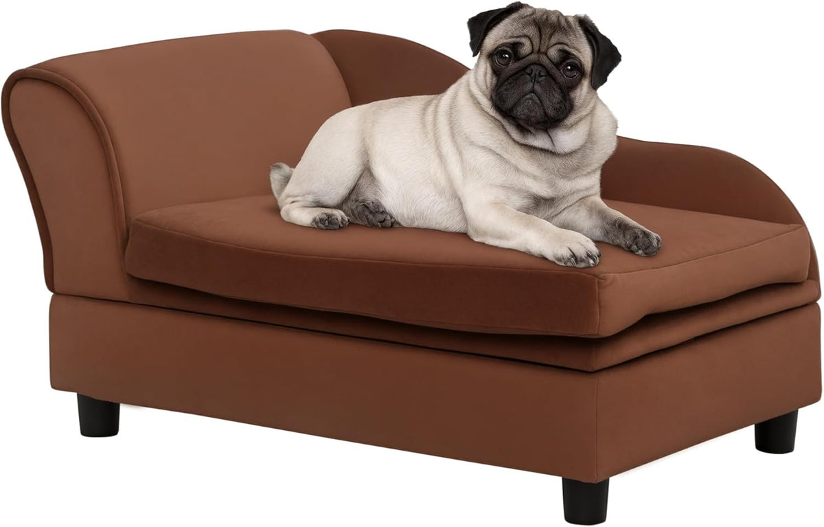 PawHut Luxury Fancy Dog Couch with Hidden Storage, Small Dog Sofa Bed with 2" Soft Foam, Modern Pet