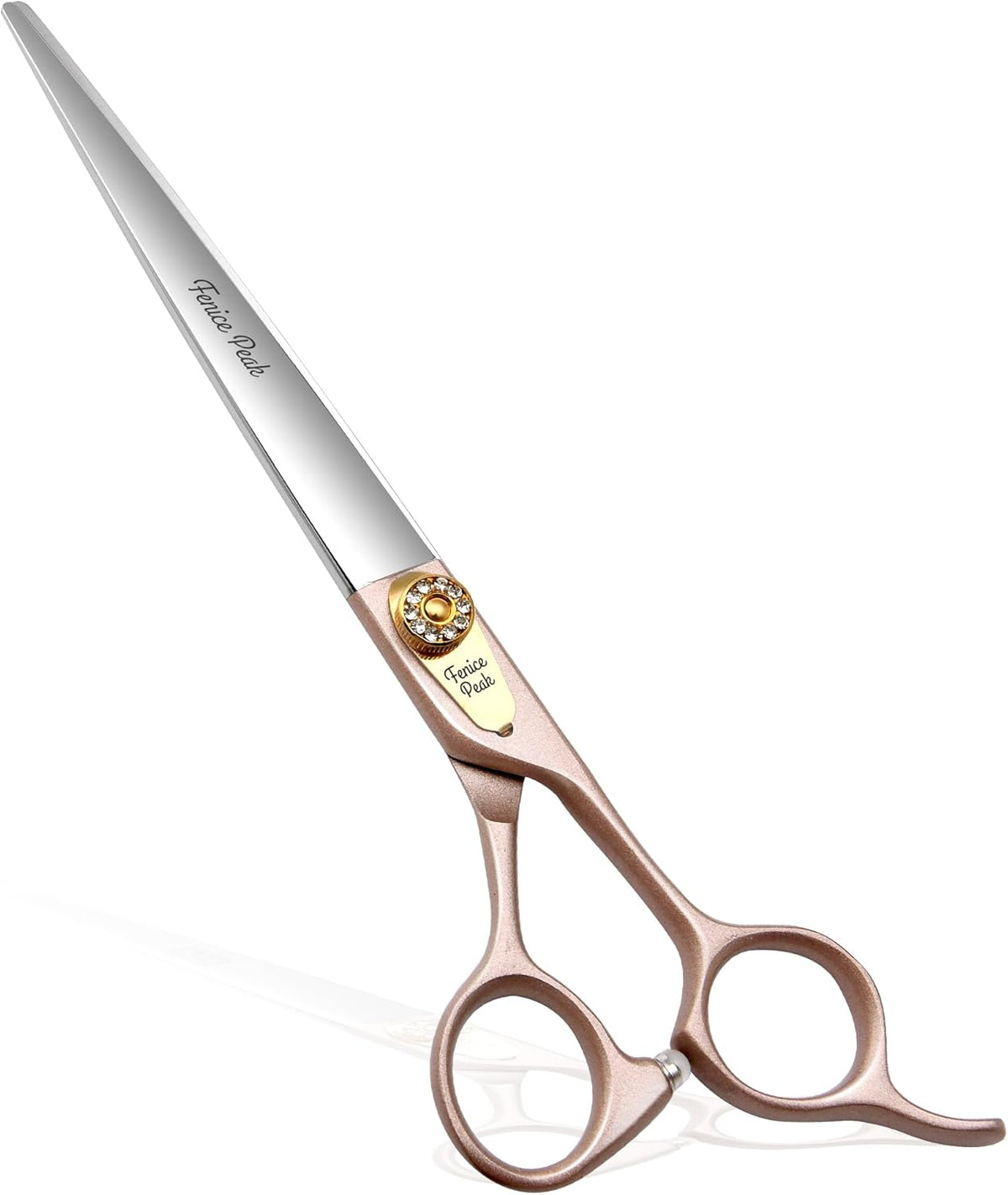 Fenice Peak 7.5'' Dog Straight Scissors for Grooming 440C Stainless Steel Rose Gold Professional