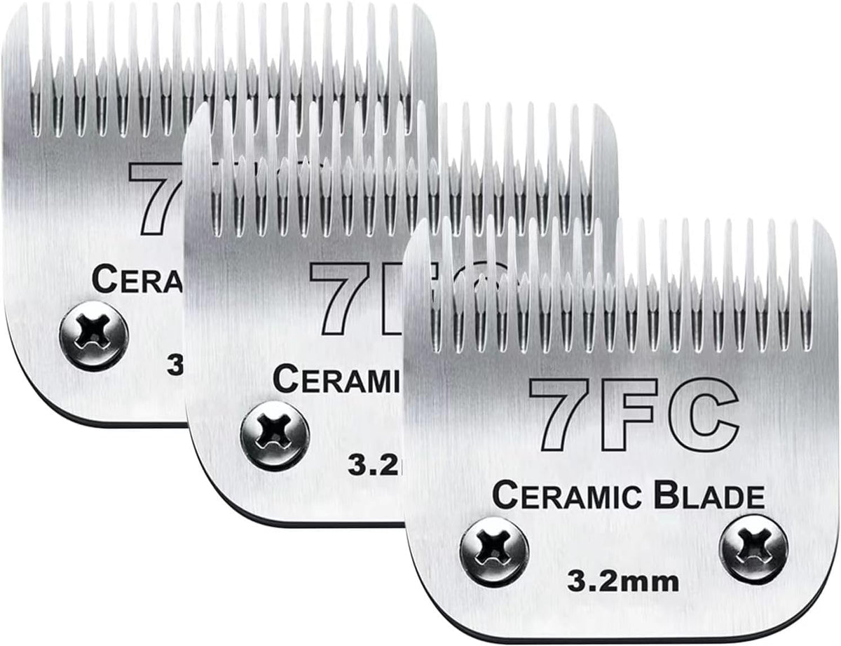 3pcs 7FC Blades Dog Grooming Replacement Blades Compatible with Andis Dog Clipper,Ceramic Blade &