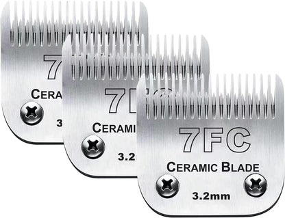 3pcs 7FC Blades Dog Grooming Replacement Blades Compatible with Andis Dog Clipper,Ceramic Blade &