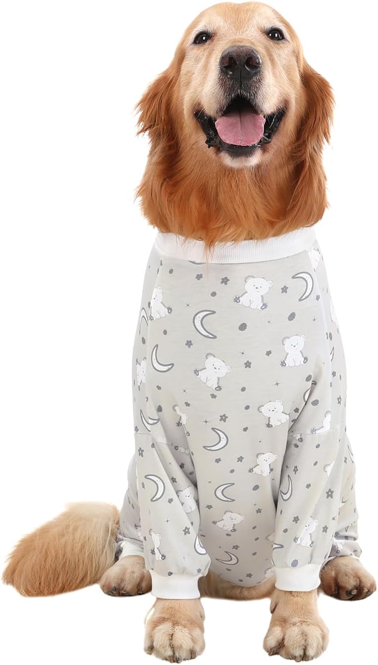 HDE Dog Pajamas One Piece Jammies Jumpsuit Pet Clothes Outfit Stretchy Lightweight Comfy Shirt Pjs