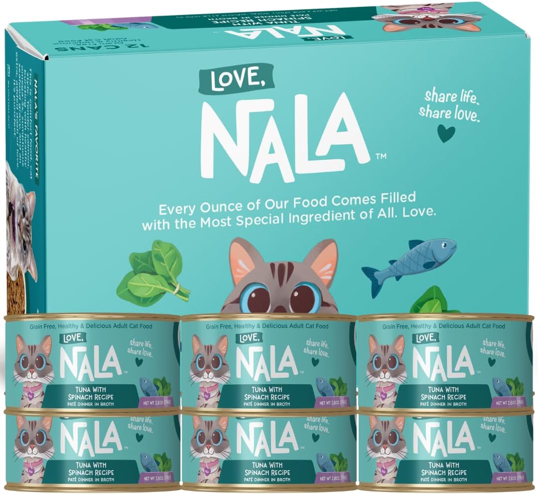 LOVE, NALA - Natural Adult Cat Wet Food - Pate Tuna with Spinach Recipe- Grain Free, Non-GMO, Lean