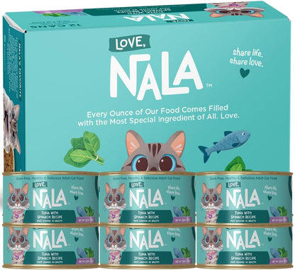 LOVE, NALA - Natural Adult Cat Wet Food - Pate Tuna with Spinach Recipe- Grain Free, Non-GMO, Lean