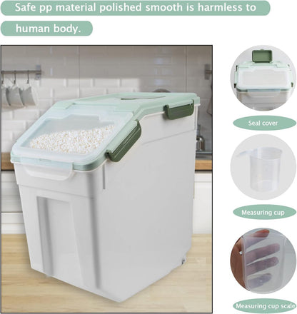 AnRui Rice Storage Container 50LB, Airtight Flour Storage Containers, Plastic Cereal Grain