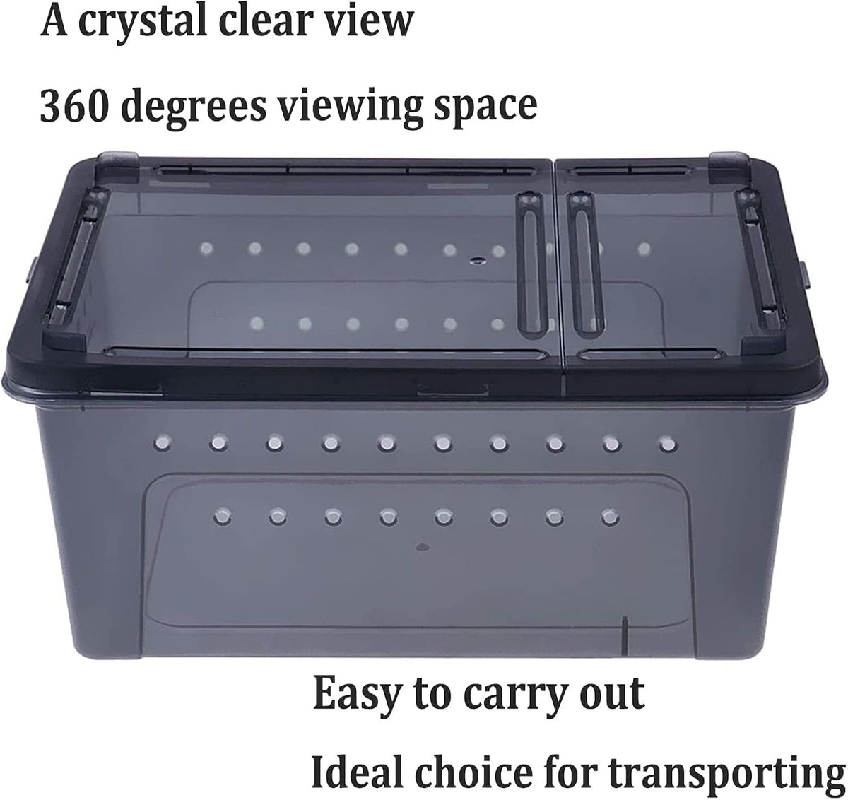PINVNBY Reptile Enclosure Terrarium 2-Pack - 12.6"x8.7"x5.9" Multi-Purpose Transparent Plastic
