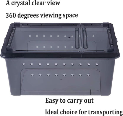 PINVNBY Reptile Enclosure Terrarium 2-Pack - 12.6"x8.7"x5.9" Multi-Purpose Transparent Plastic