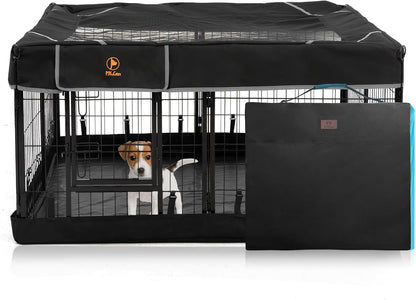 PJYuCien Dog Playpen Outdoor Plus Storage Bag, 24" H 8 Panels Puppy Pen with Square Bottom & Top