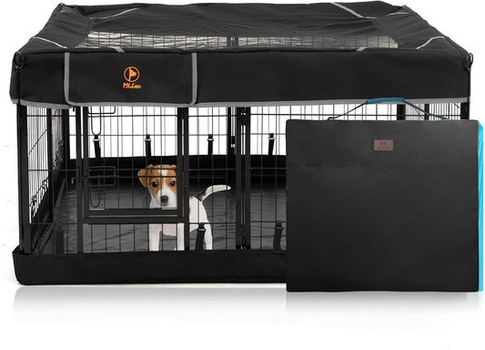 PJYuCien Dog Playpen Outdoor Plus Storage Bag, 24" H 8 Panels Puppy Pen with Square Bottom & Top