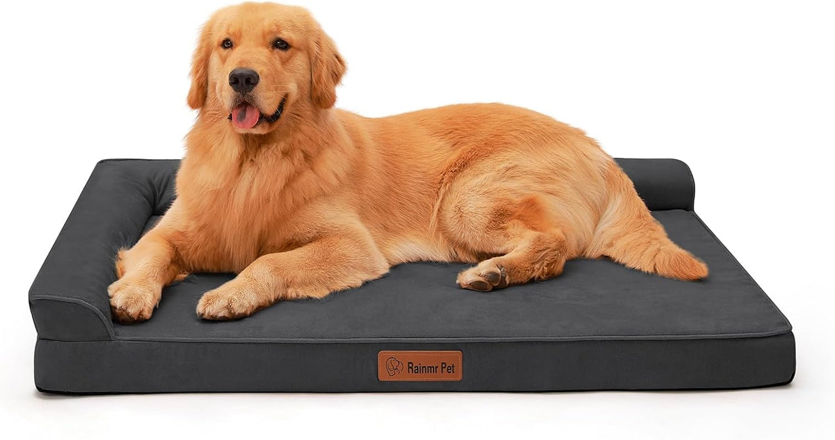 Upgraded Large Dog Bed, 3" Memory Foam with Waterproof Liner, Chew Resistant Microsuede Cover