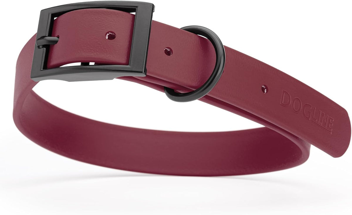 Dogline Biothane Waterproof Dog Collar Strong Coated Nylon Webbing with Black Hardware Odor- Proof