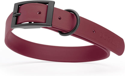 Dogline Biothane Waterproof Dog Collar Strong Coated Nylon Webbing with Black Hardware Odor- Proof