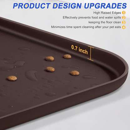 Silicone Pet Feeding Mat with Raised Edge for Food and Water, Dog Bowl Mats, Cat Bowls Placemat