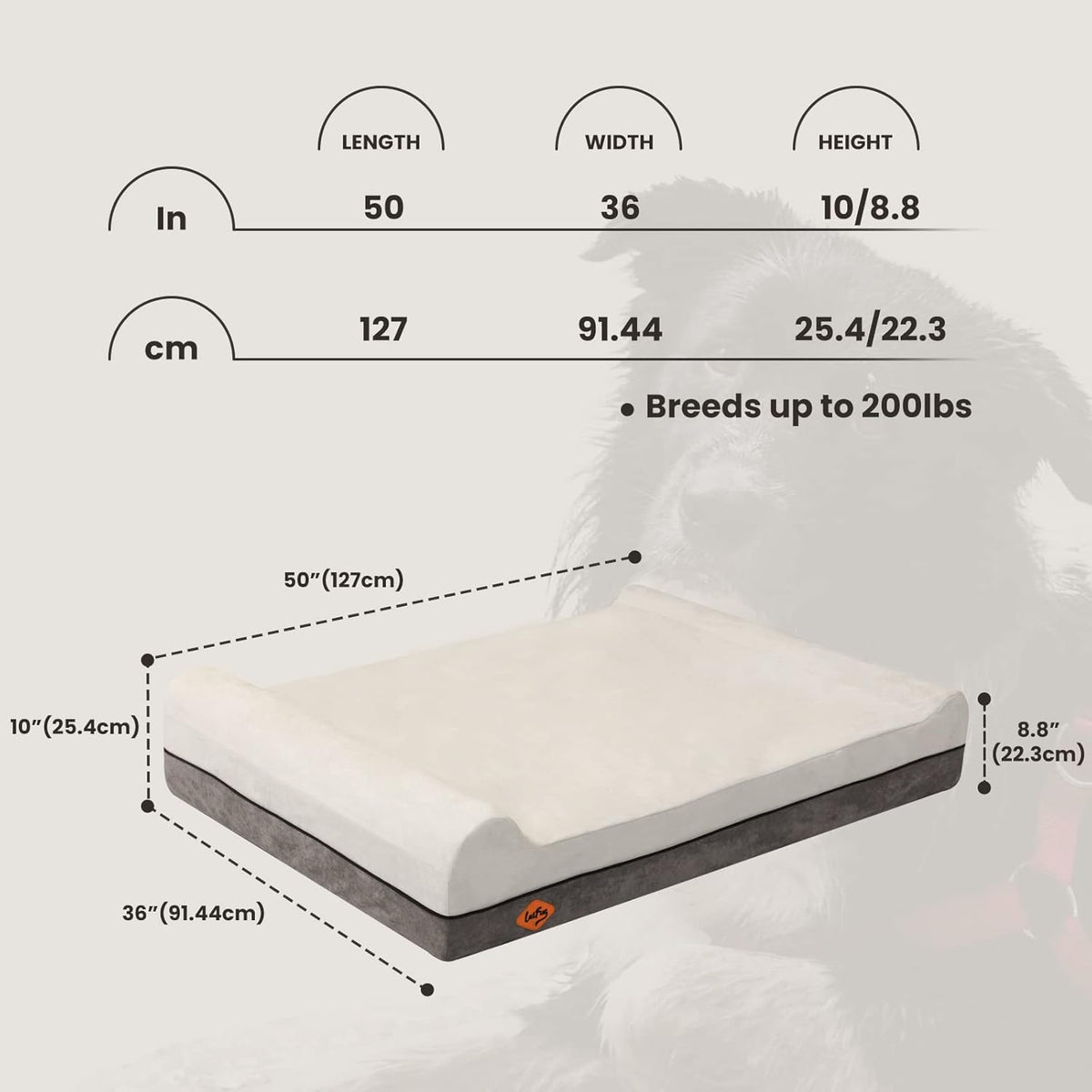 Laifug Orthopedic Memory Foam Dog Bed Extra Large Dog Bed with Pillow and Durable Water Proof Liner