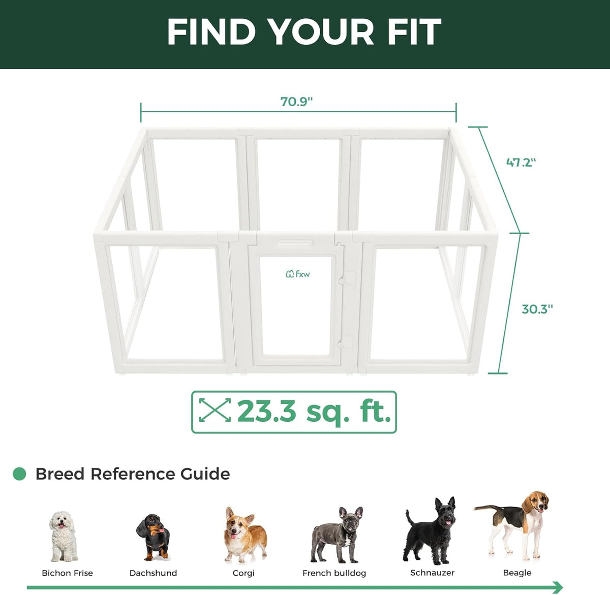 FXW AuraSpace Acrylic Indoor Unleashed Dog Playpen for Small and Medium Dogs, 30 Inch, 10 Panels