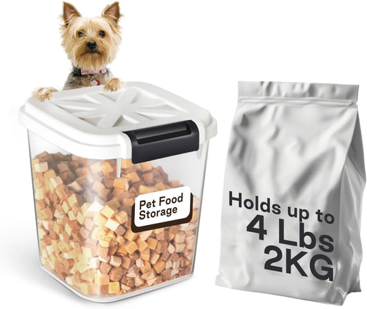 Pet Food Storage Container, 5 lbs Dog Cat Treat Storage Bin with Lid, Dry Food Storage for Dog