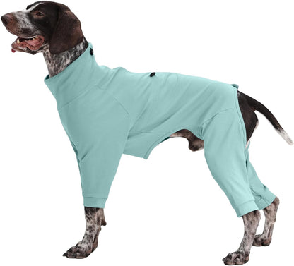 Medium Dog Pajamas with Back Zipper & Adjustable Drawstrings, Soft Dog Onesie Pjs, Easy On/Off