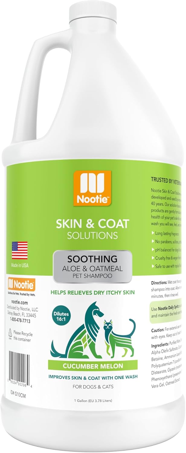 Nootie Aloe&Oatmeal Pet Shampoo for Sensitive Skin-Long lasting Cucumber Melon Shampoo-Helps