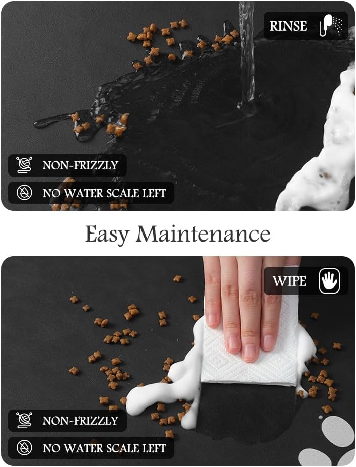 Pet Feeding Mat-Absorbent Dog Mat for Food and Water Bowl-No Stains Quick Dry Water Dispenser