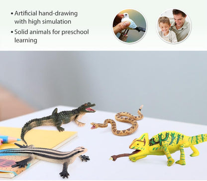 Volnau Animal Figurines Snake Toys 11PCS Reptile Figures Cold Blooded Amphibians Lizard Zoo Pack