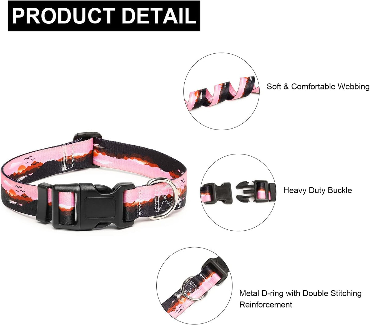 Mercano Adjustable Dog Collar - Special Design Patterns, Soft Nylon Comfortable Durable Pet Collar