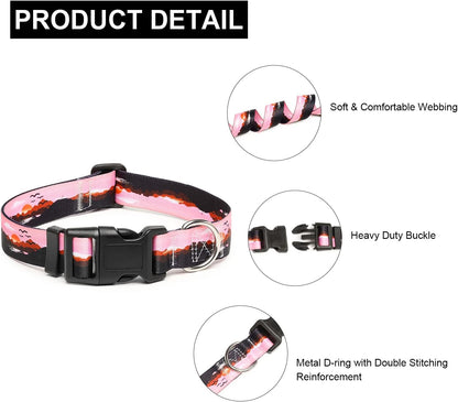 Mercano Adjustable Dog Collar - Special Design Patterns, Soft Nylon Comfortable Durable Pet Collar
