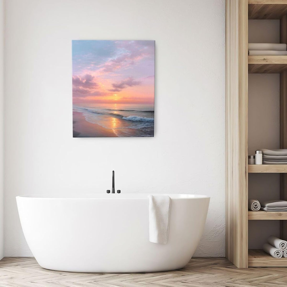 Beach Sunset Wall Art Ocean Coastal Scenery Wall Decor Seascape Picture Canvas Landscape Painting