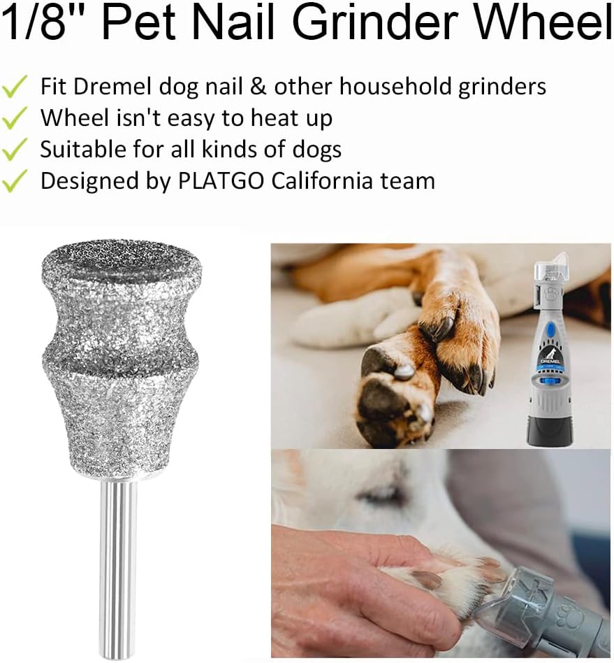 Diamond Dremel Dog Nail Grinder Attachment, Diamond Rotory Bit for Dogs&Pets Nail Care, 1/8'' Pet