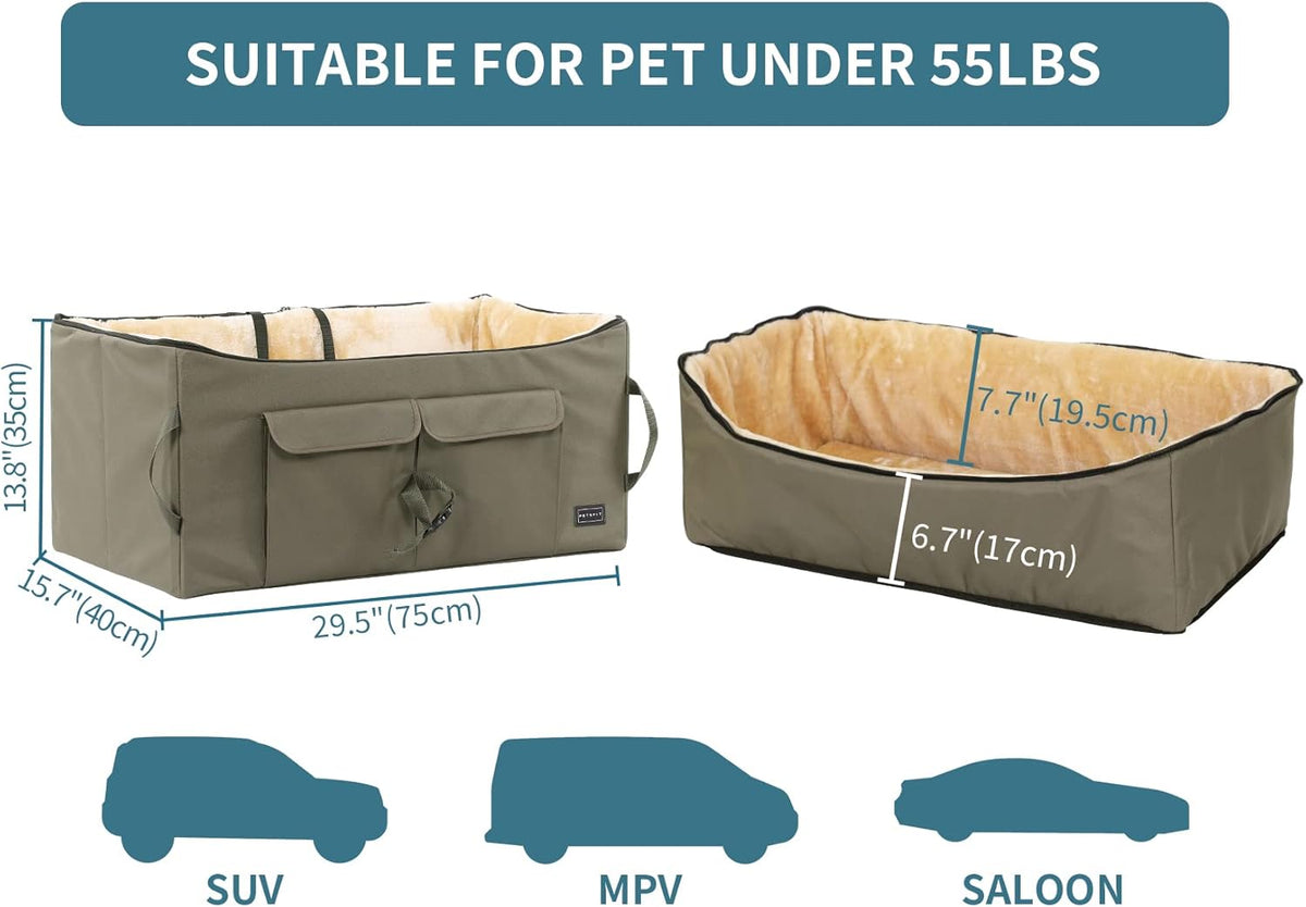 Petsfit Dog Booster Seat For 2 Small Dogs or Medium Dog up to 45 lb, Large Dog Car Seat With 2 Big