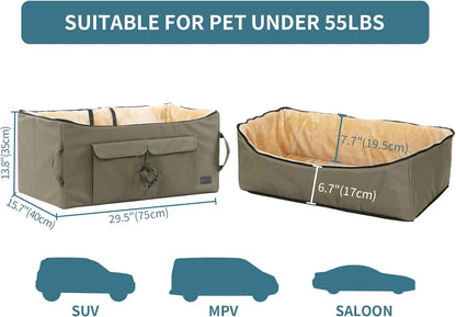 Petsfit Dog Booster Seat For 2 Small Dogs or Medium Dog up to 45 lb, Large Dog Car Seat With 2 Big