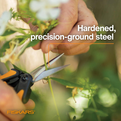 Fiskars Micro-Tip Pruning Snips - 6" Garden Shears with Sheath and Comfort Grip - Sharp Steel