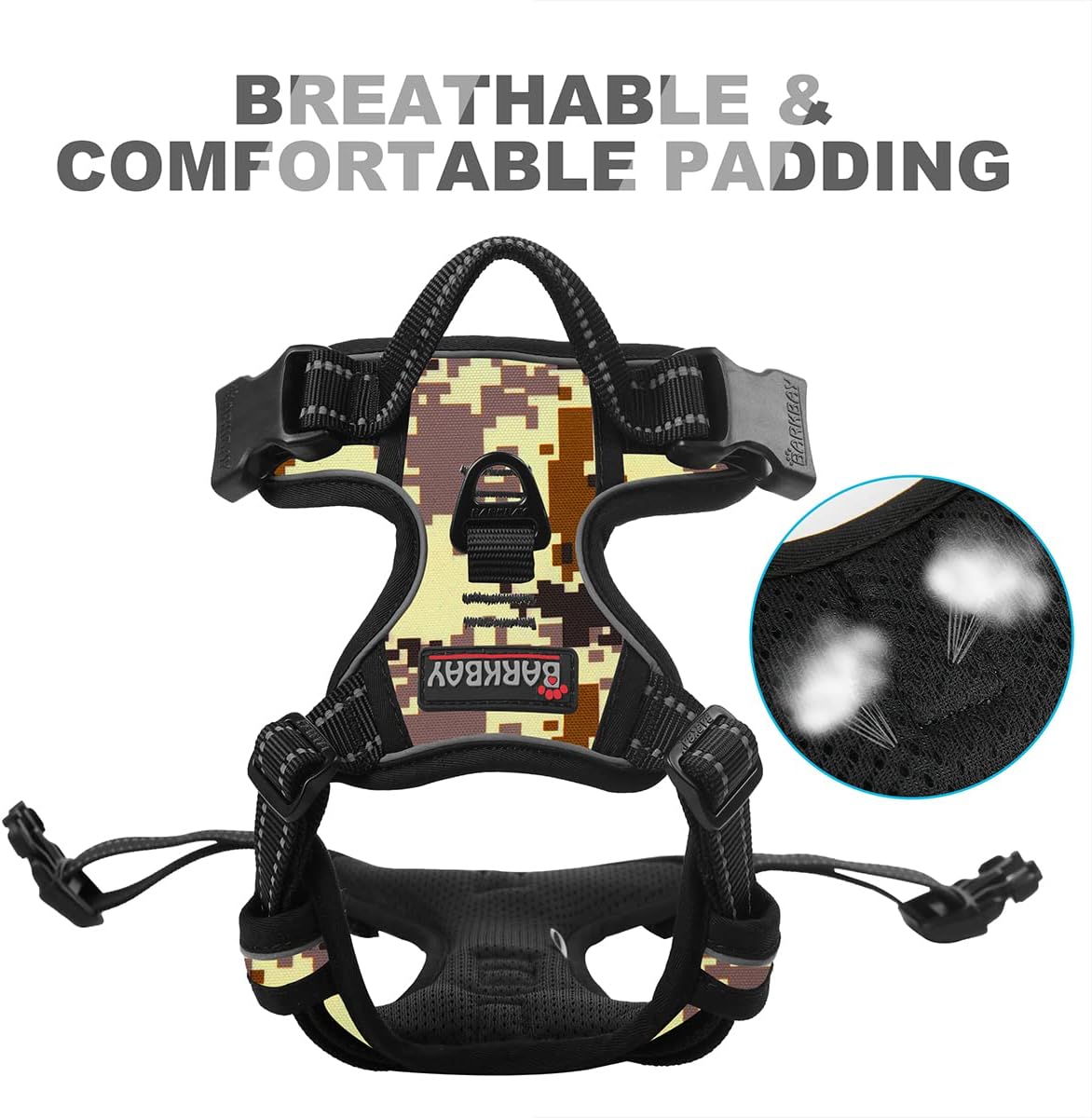 BARKBAY No Pull Dog Harness Front Clip Heavy Duty Reflective Easy Control Handle for Large Dog